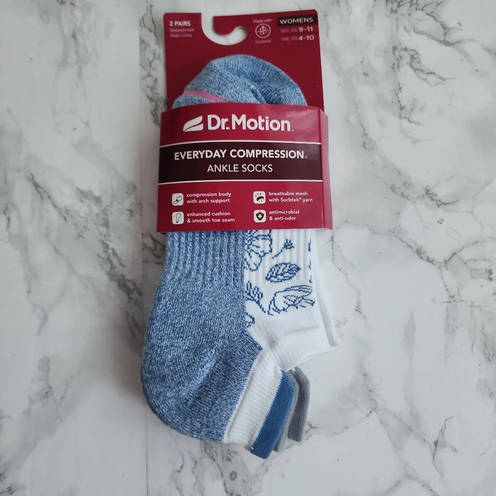 Dr. Motion Ankle Socks 6 Pairs Compression Socks Size Socks 9–11 Shoe 4-10